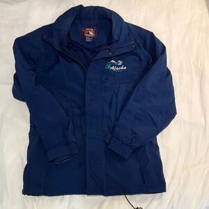 Vintage Cruise Jacket Mens Large Blue Windbreaker Alaska Logo Full Zip Gorpcore
